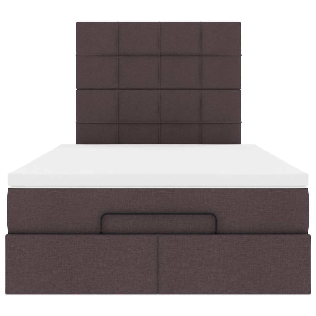 vidaXL Estructura de cama otomana colchón tela marrón oscuro 120x190cm