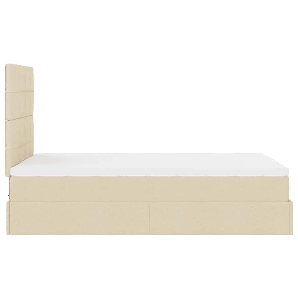 vidaXL Estructura de cama otomana colchón tela crema 120x190 cm