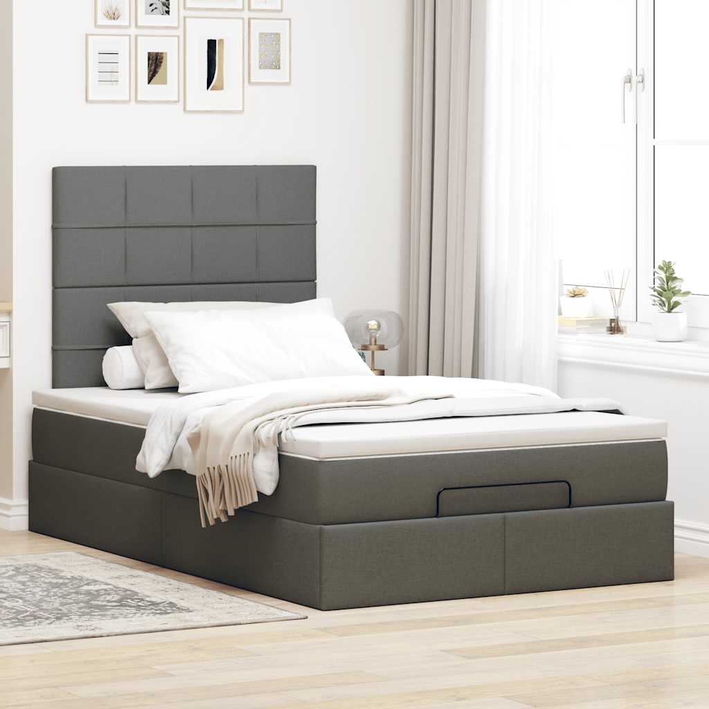 vidaXL Estructura cama otomana colchón tela gris oscuro 120x200cm