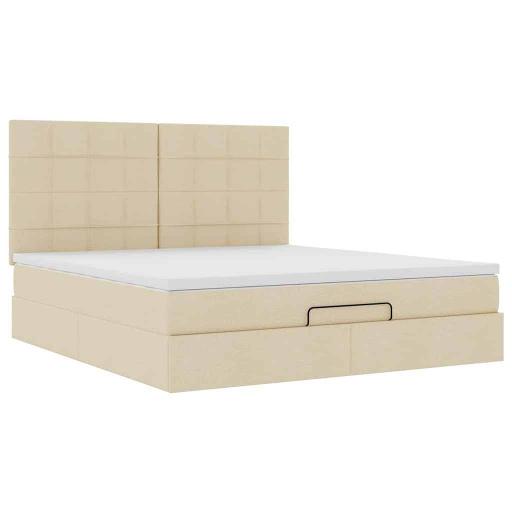 vidaXL Estructura de cama otomana con colchón tela crema 160x200cm