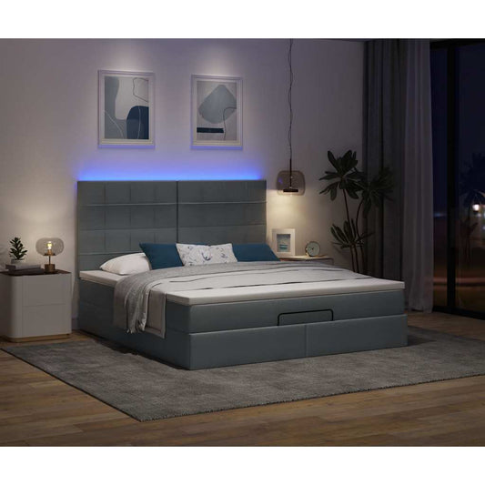 vidaXL Estructura cama otomana colchón tela gris oscuro 180x200cm