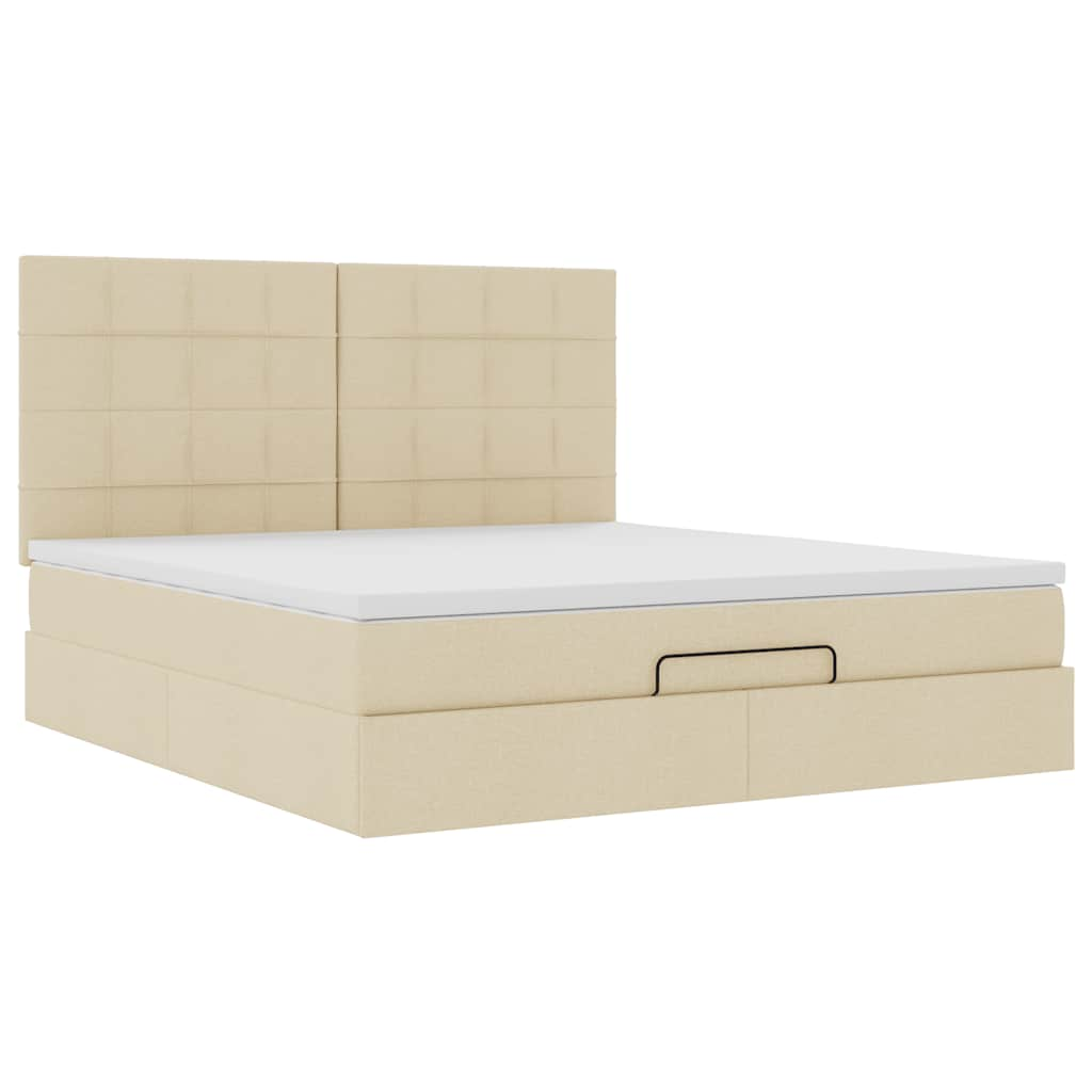 vidaXL Estructura de cama otomana con colchón tela crema 180x200cm