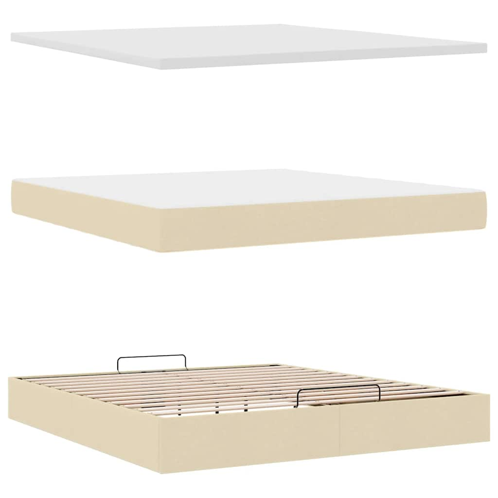 vidaXL Estructura de cama otomana con colchón tela crema 180x200cm