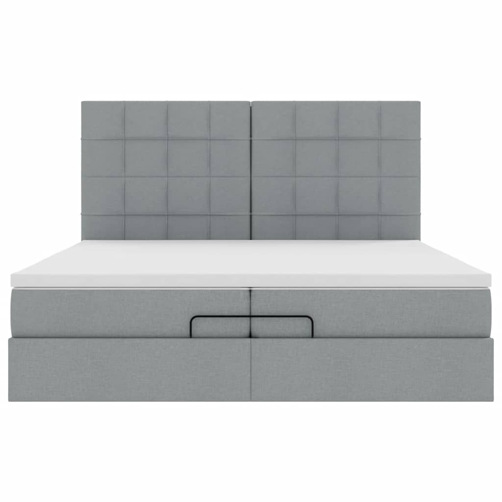 vidaXL Estructura de cama otomana colchones tela gris claro 200x200cm