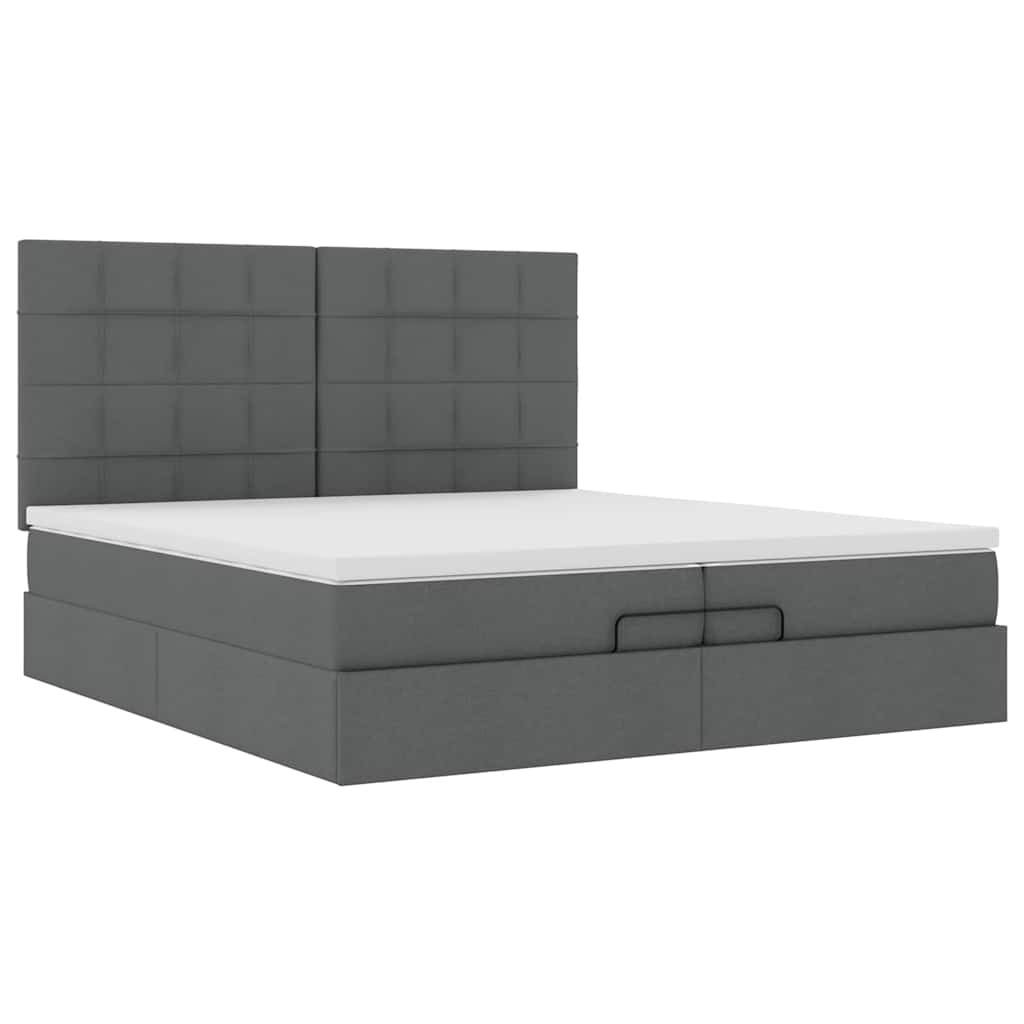 vidaXL Estructura cama otomana colchones tela gris oscuro 200x200cm