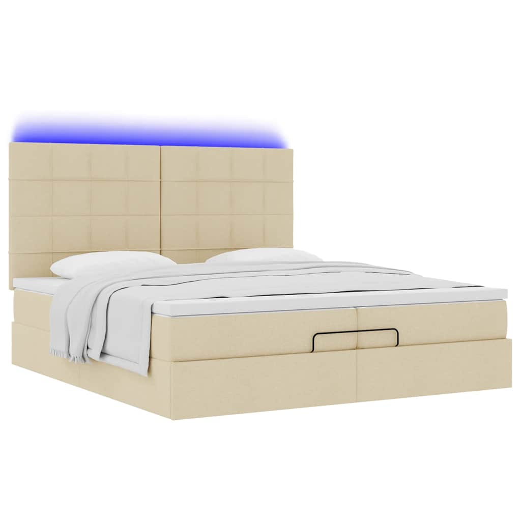 vidaXL Estructura de cama otomana con colchones tela crema 200x200cm