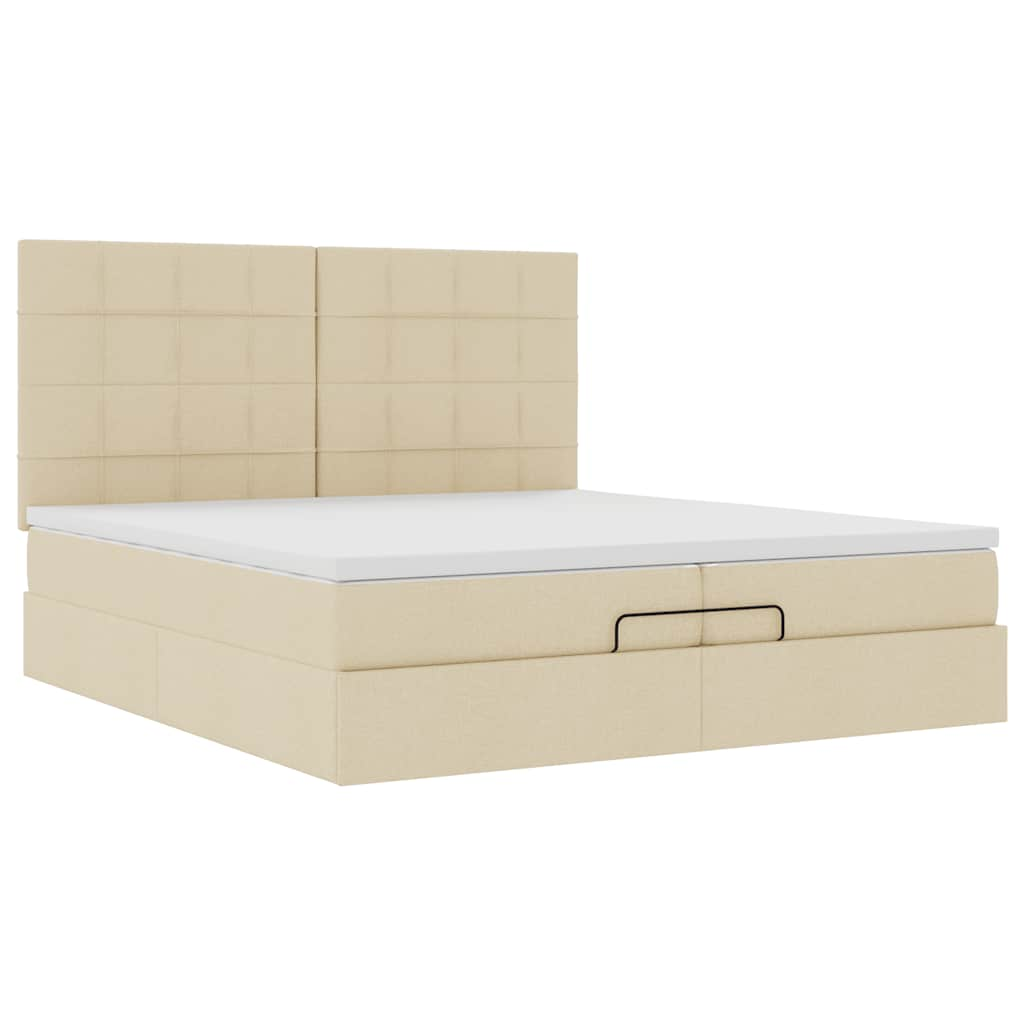 vidaXL Estructura de cama otomana con colchones tela crema 200x200cm