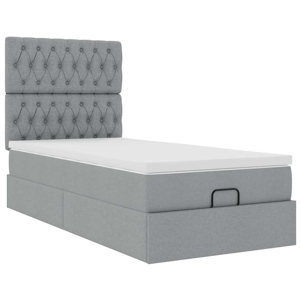 vidaXL Estructura de cama otomana con colchón tela gris claro 80x200cm