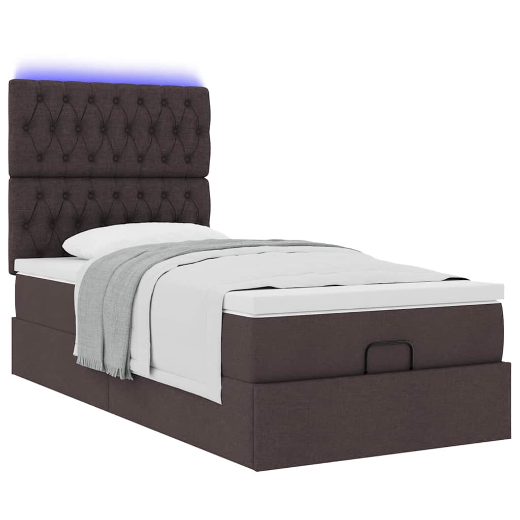 vidaXL Estructura cama otomana colchón tela marrón oscuro 80x200cm