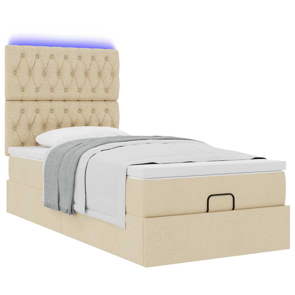 vidaXL Estructura de cama otomana con colchón tela crema 80x200cm