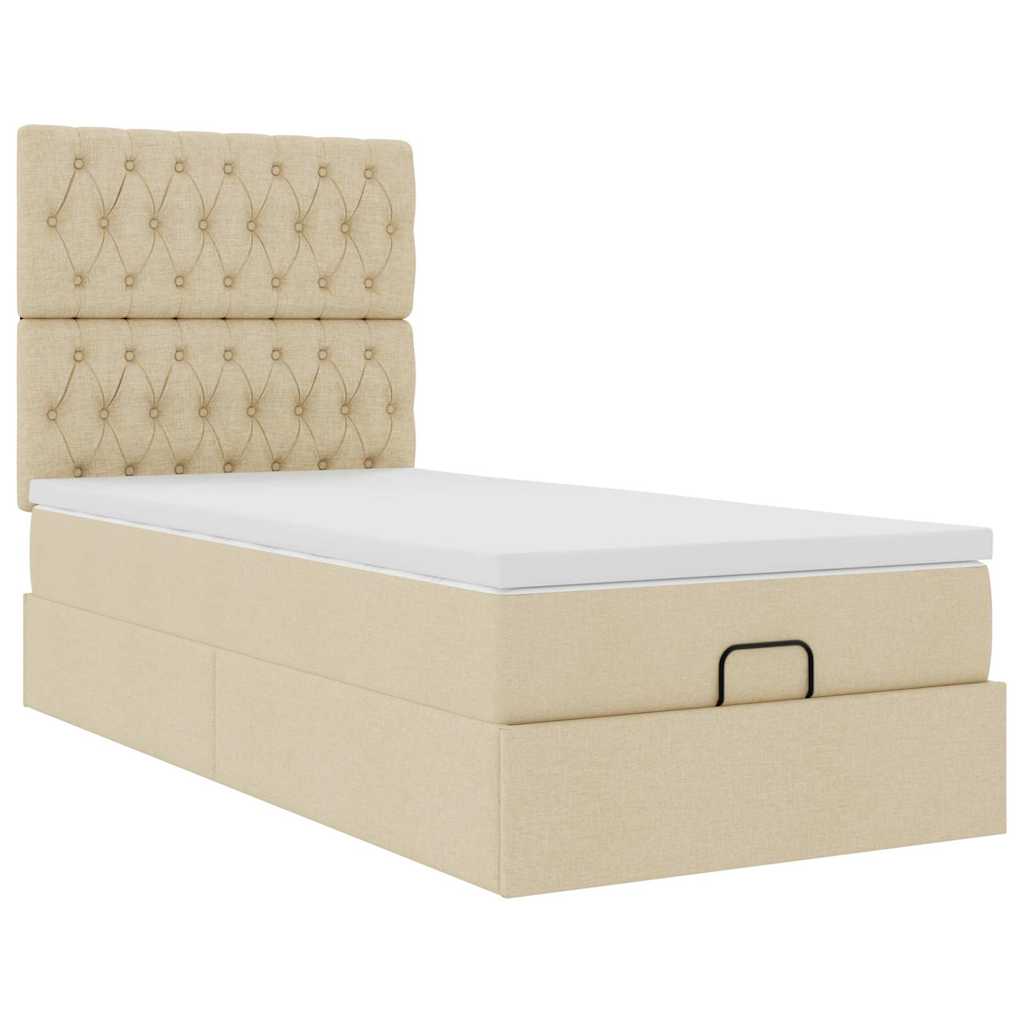 vidaXL Estructura de cama otomana con colchón tela crema 80x200cm