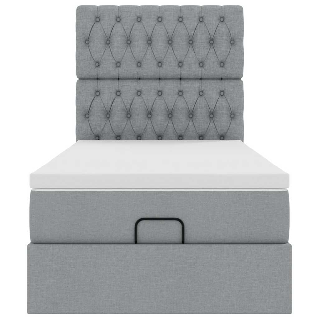 vidaXL Estructura de cama otomana con colchón tela gris claro 90x190cm