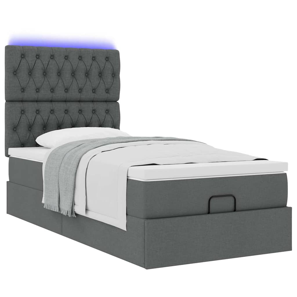 vidaXL Estructura cama otomana colchón tela gris oscuro 90x190cm