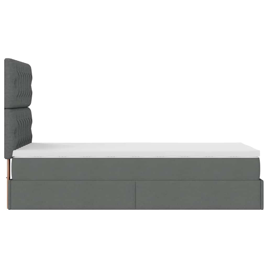 vidaXL Estructura cama otomana colchón tela gris oscuro 90x190cm