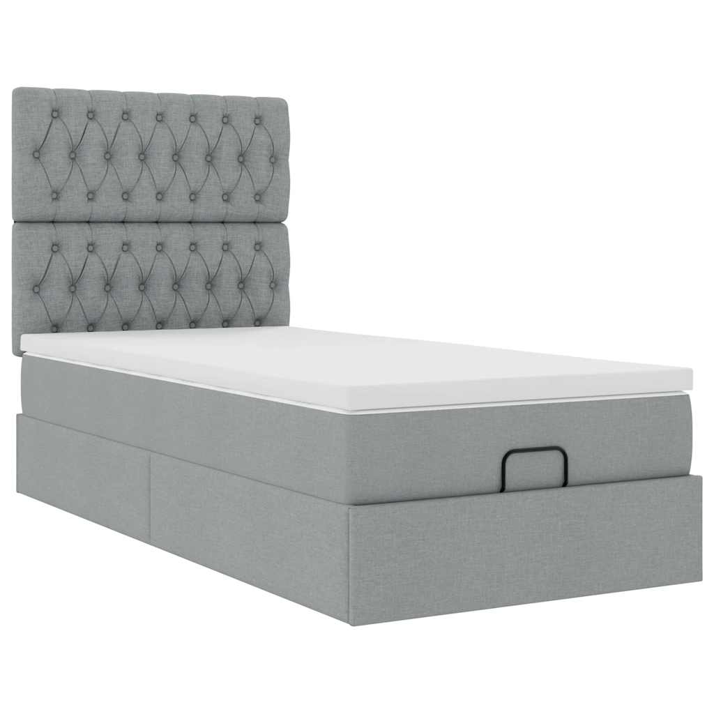 vidaXL Estructura cama otomana con colchón tela gris claro 100x200cm