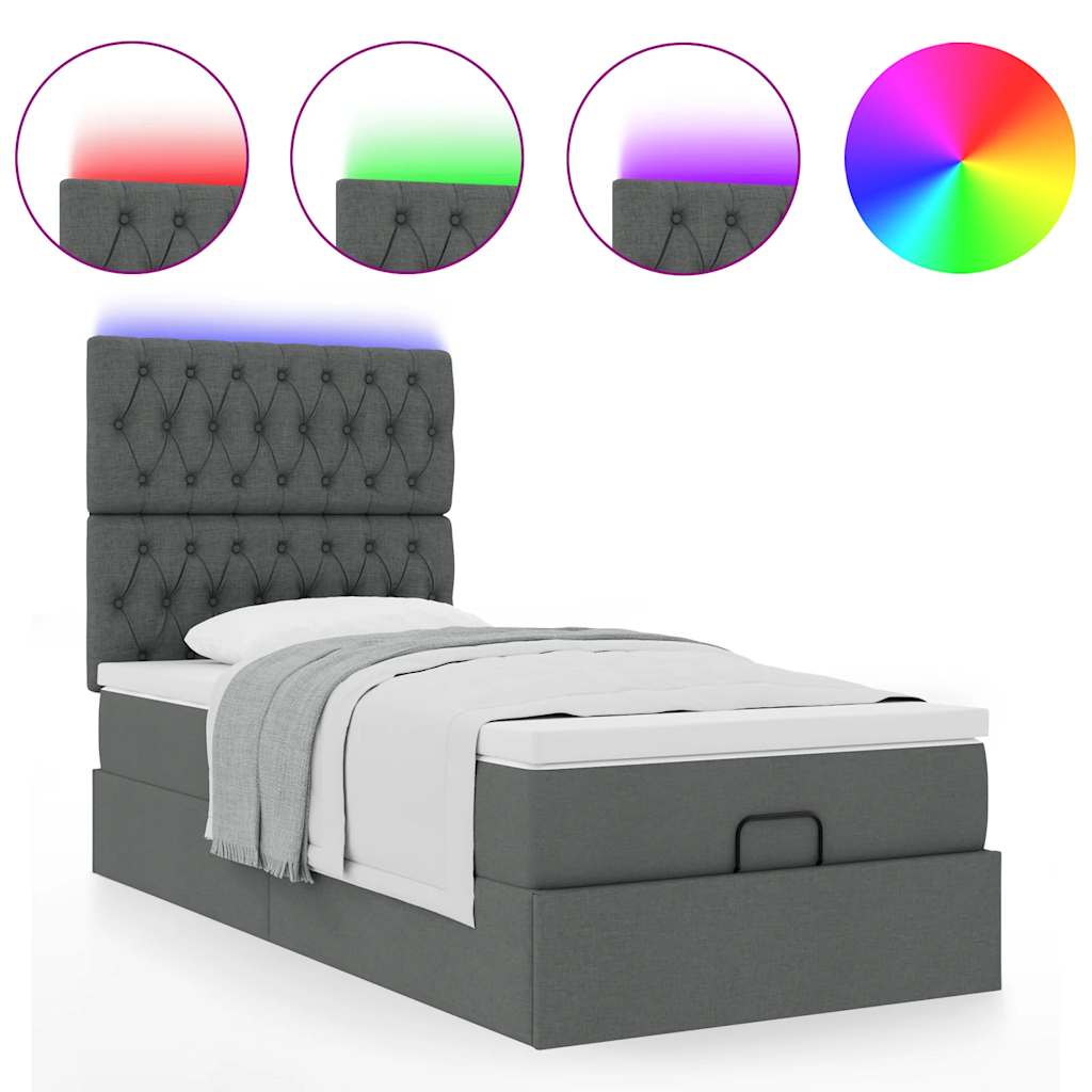 vidaXL Estructura cama otomana colchón tela gris oscuro