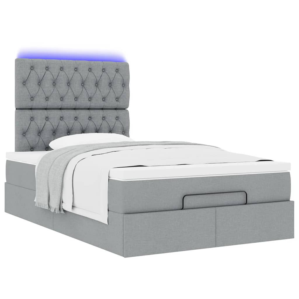 vidaXL Estructura de cama otomana colchón tela gris claro