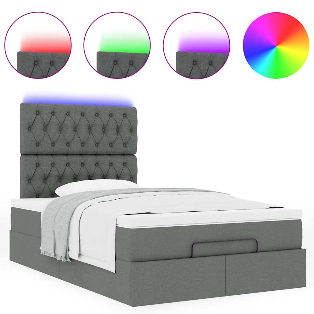 vidaXL Estructura de cama otomana colchón tela gris oscuro