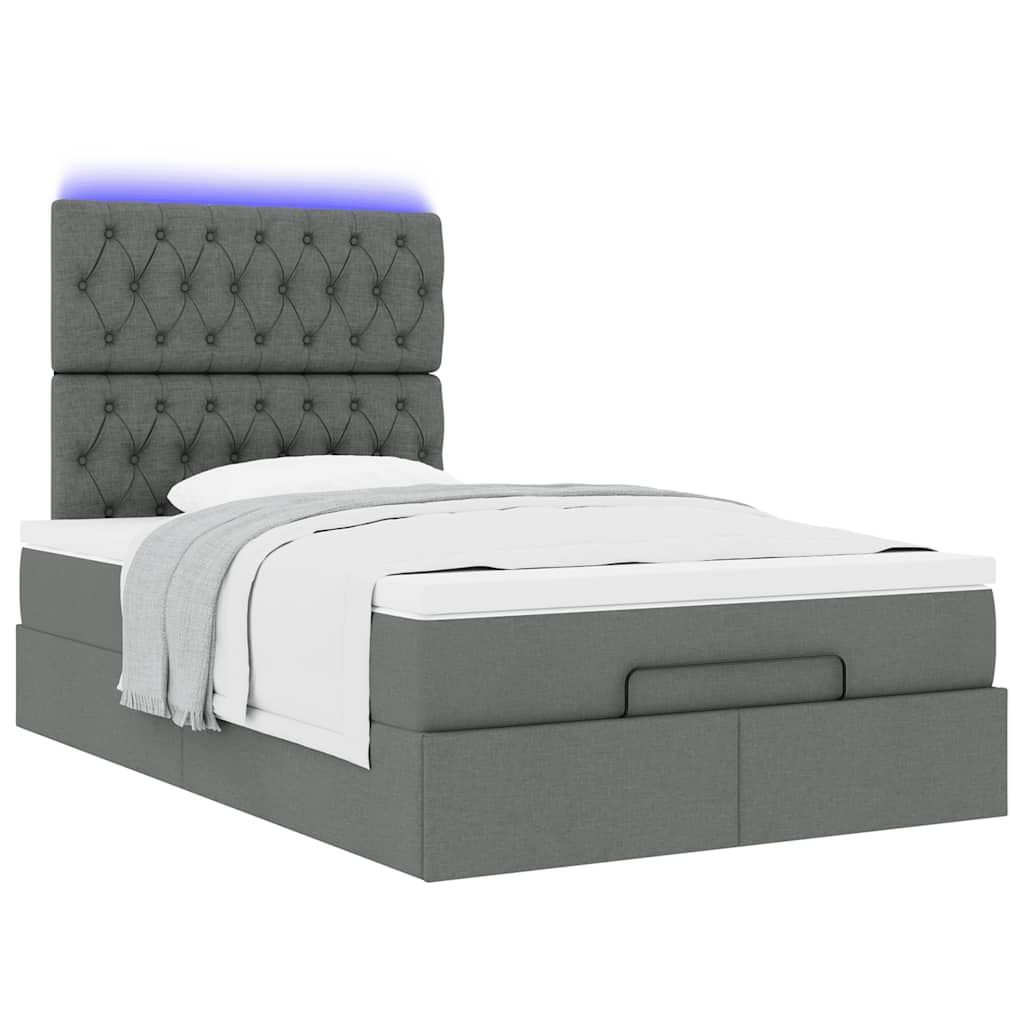 vidaXL Estructura de cama otomana colchón tela gris oscuro