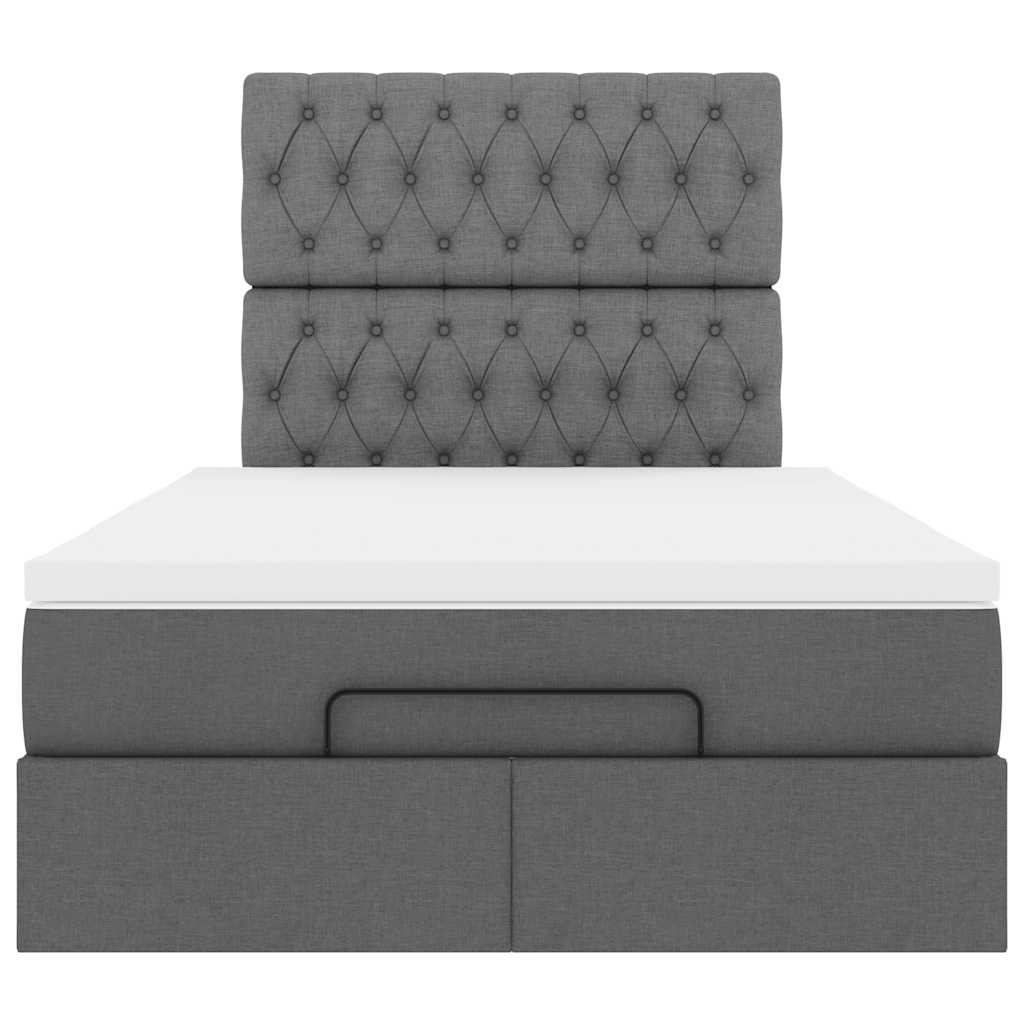 vidaXL Estructura de cama otomana colchón tela gris oscuro