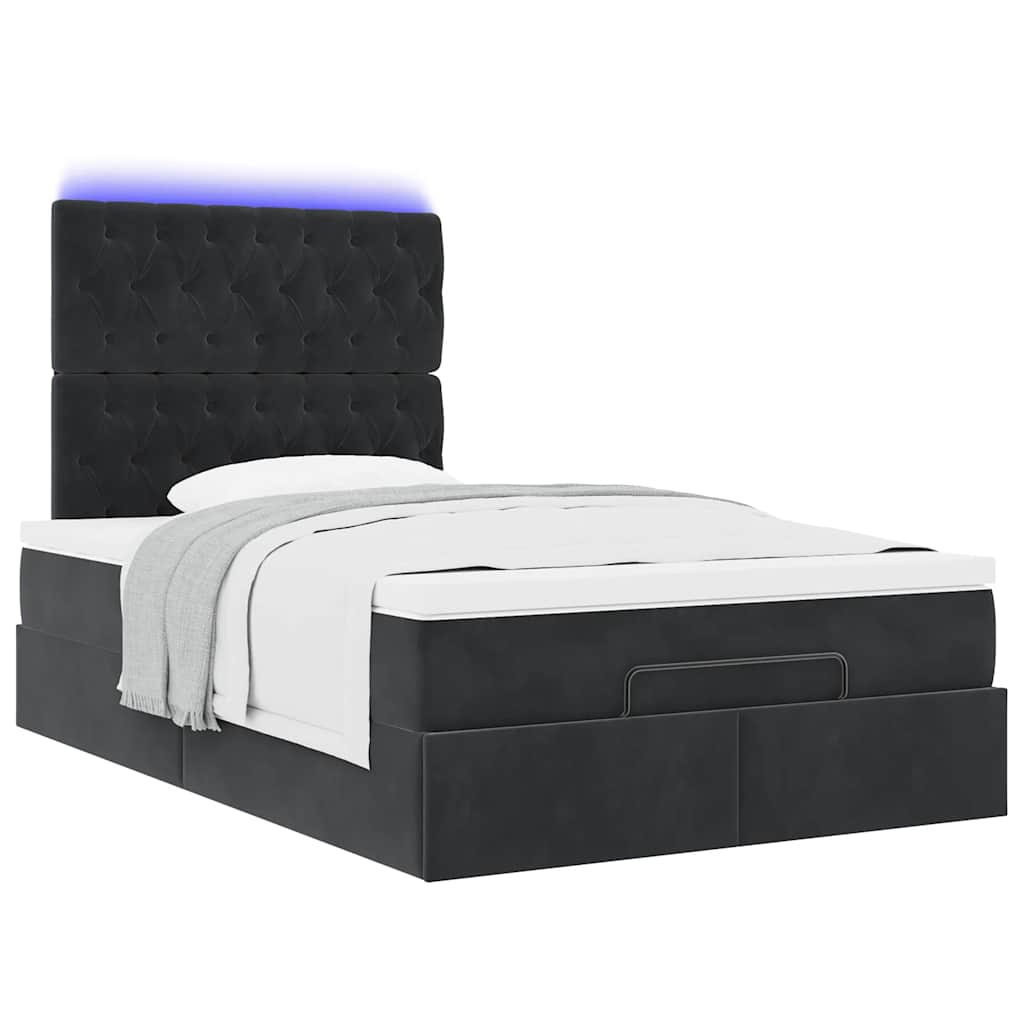 vidaXL Estructura de cama otomana colchón tela negro