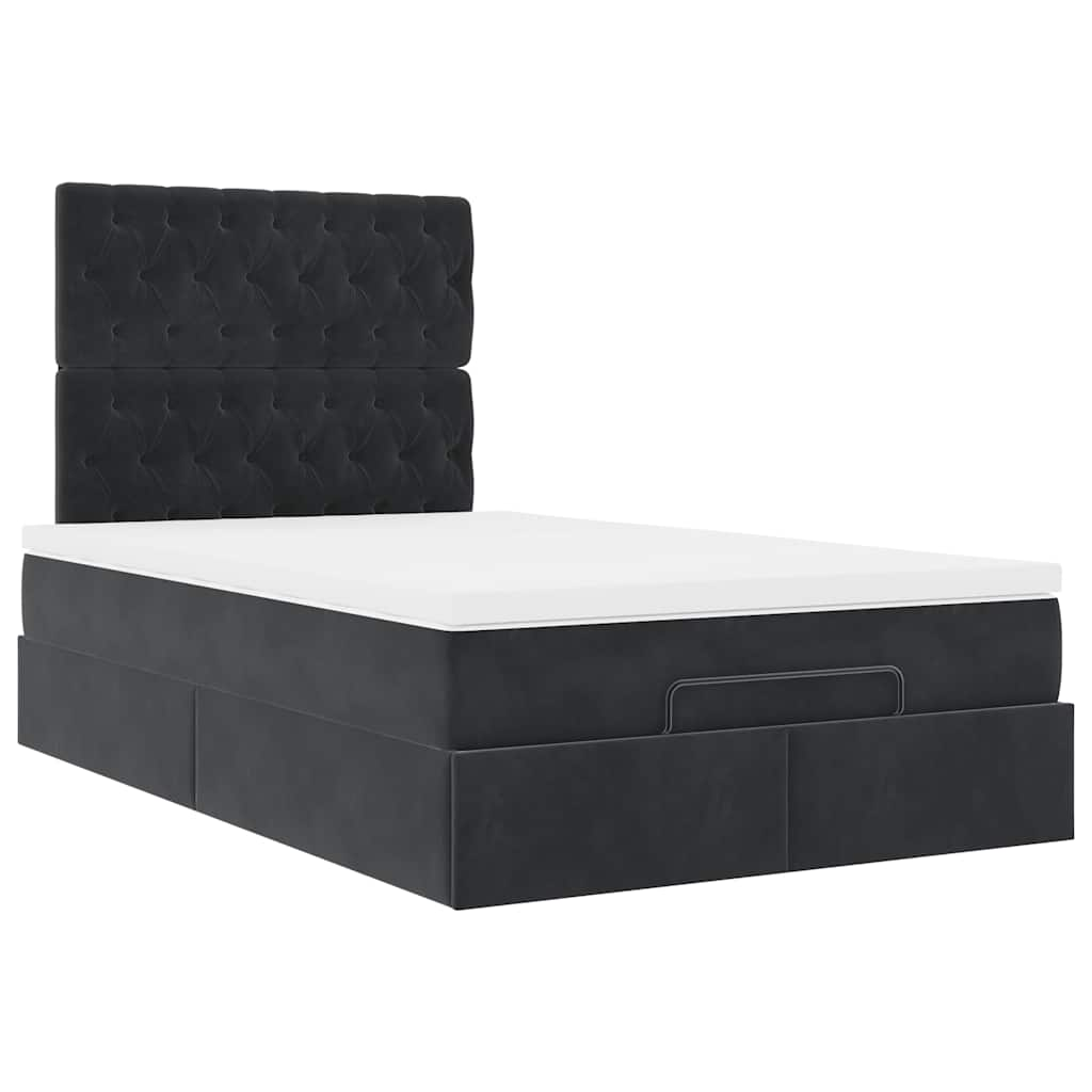 vidaXL Estructura de cama otomana colchón tela negro