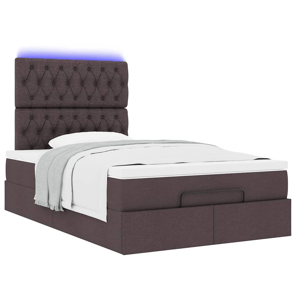 vidaXL Estructura de cama otomana colchón tela marrón oscuro 120x190cm