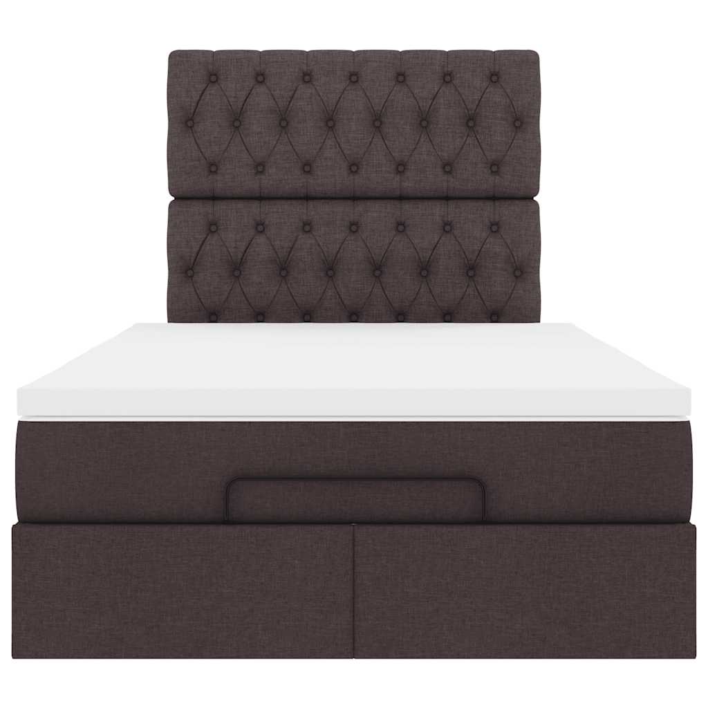 vidaXL Estructura de cama otomana colchón tela marrón oscuro 120x190cm