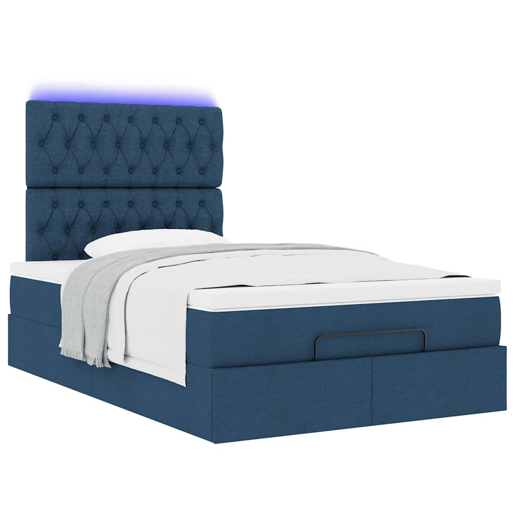 vidaXL Estructura de cama otomana colchón tela azul 120x190 cm