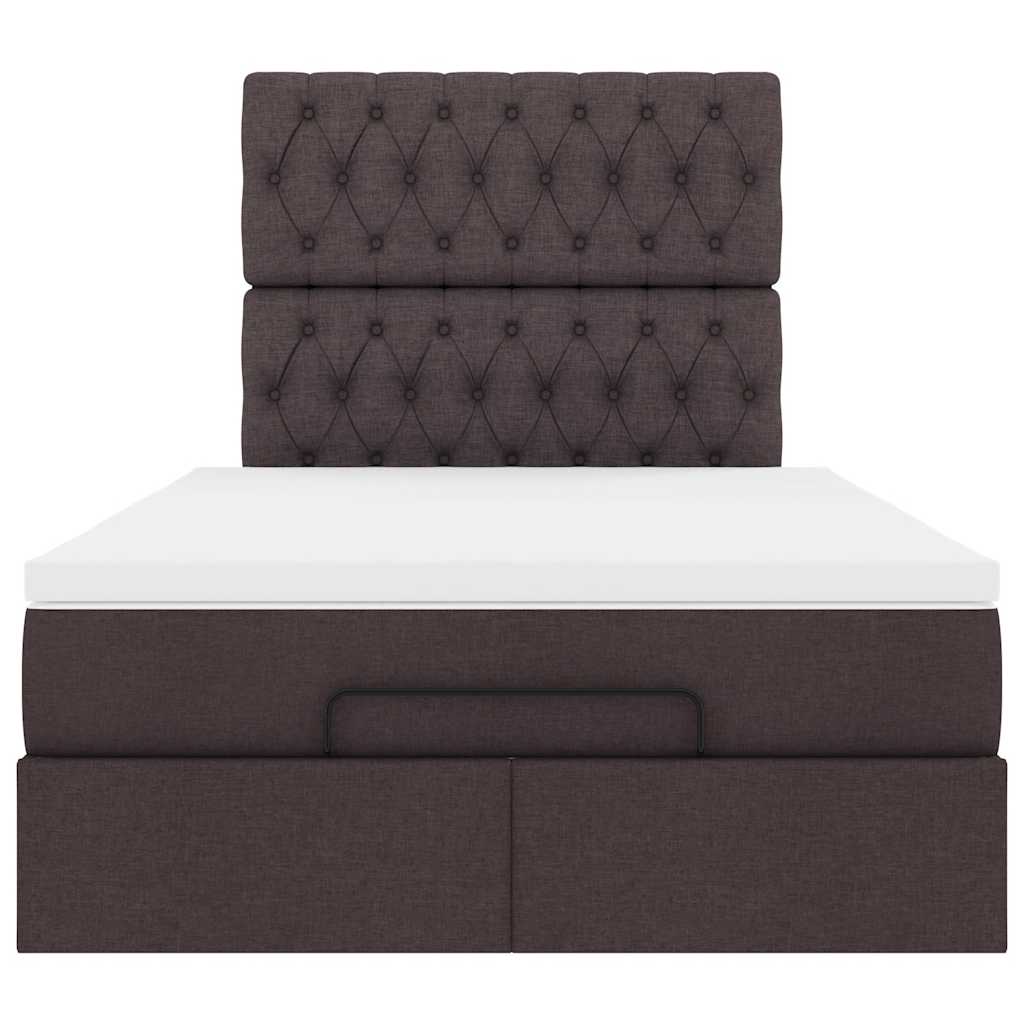 vidaXL Estructura cama otomana colchón tela marrón oscuro 120x200cm