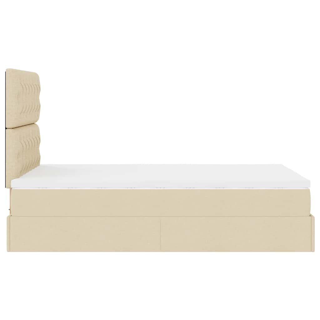 vidaXL Estructura de cama otomana con colchón tela crema 120x200 cm