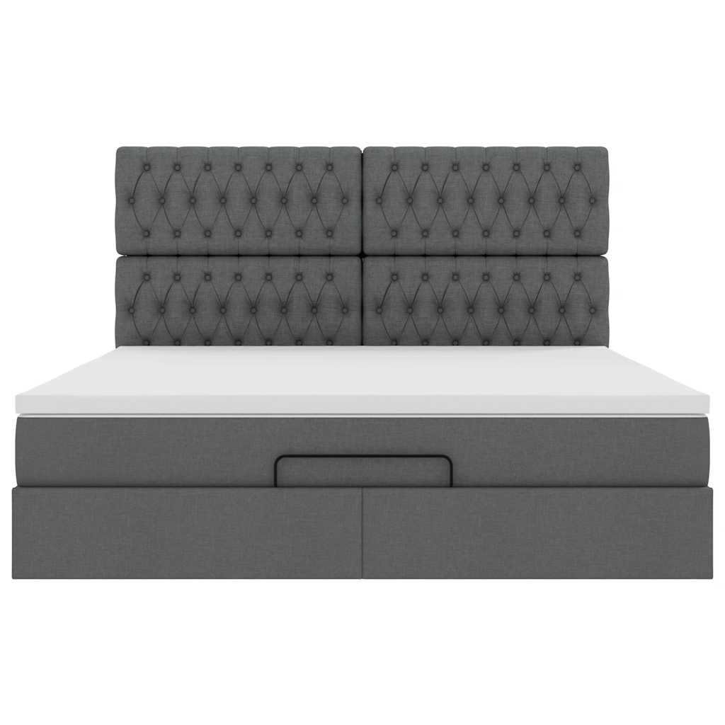 vidaXL Estructura cama otomana colchón tela gris oscuro 160x200 cm