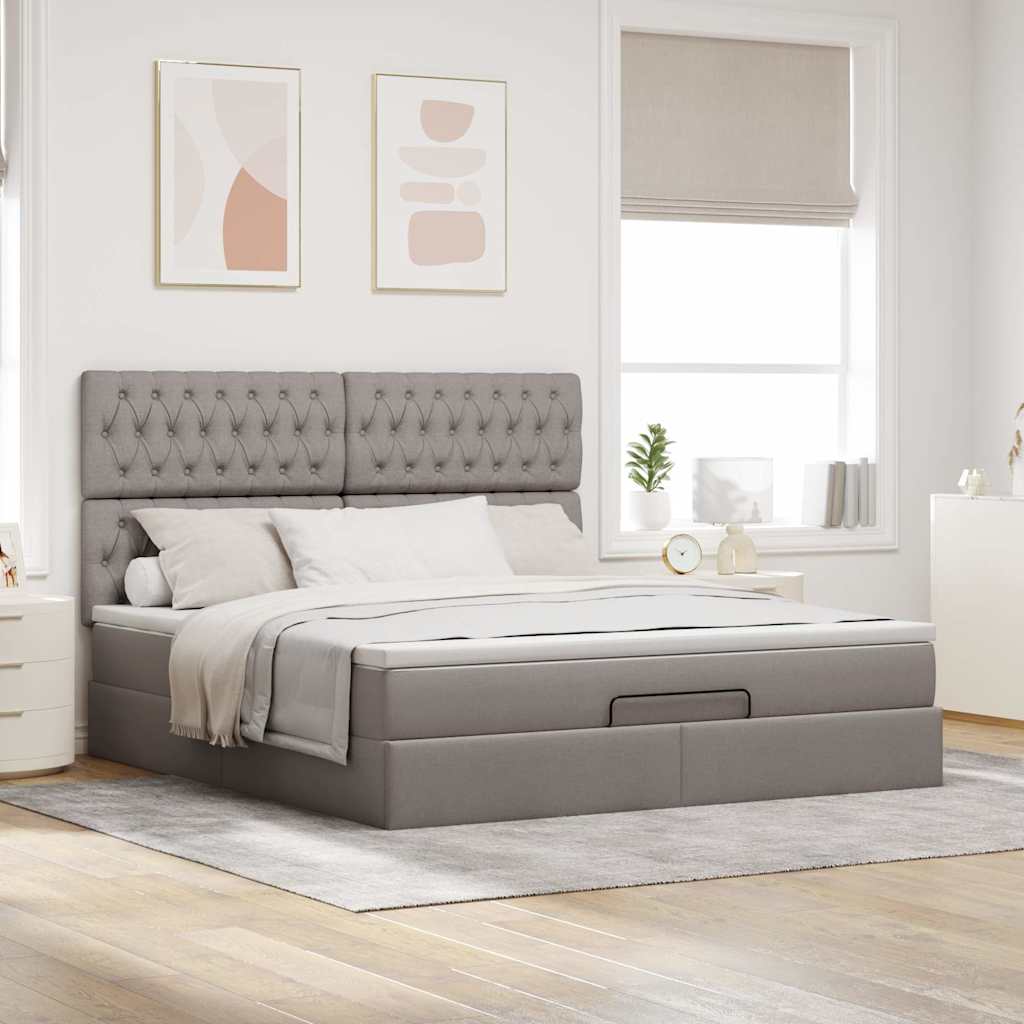 vidaXL Estructura de cama otomana colchón tela gris pardo 160x200cm