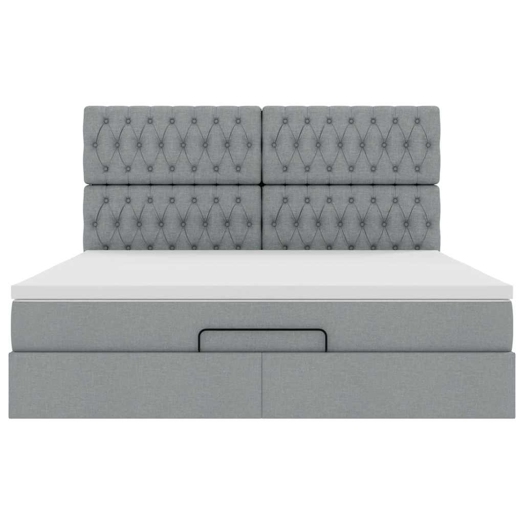 vidaXL Estructura de cama otomana colchón tela gris claro 180x200cm