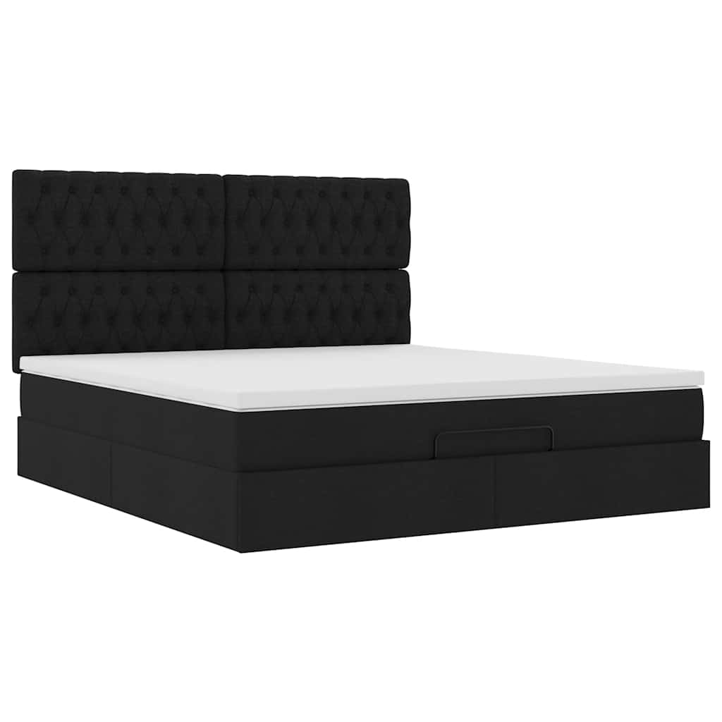 vidaXL Estructura de cama otomana con colchón tela negra 180x200cm