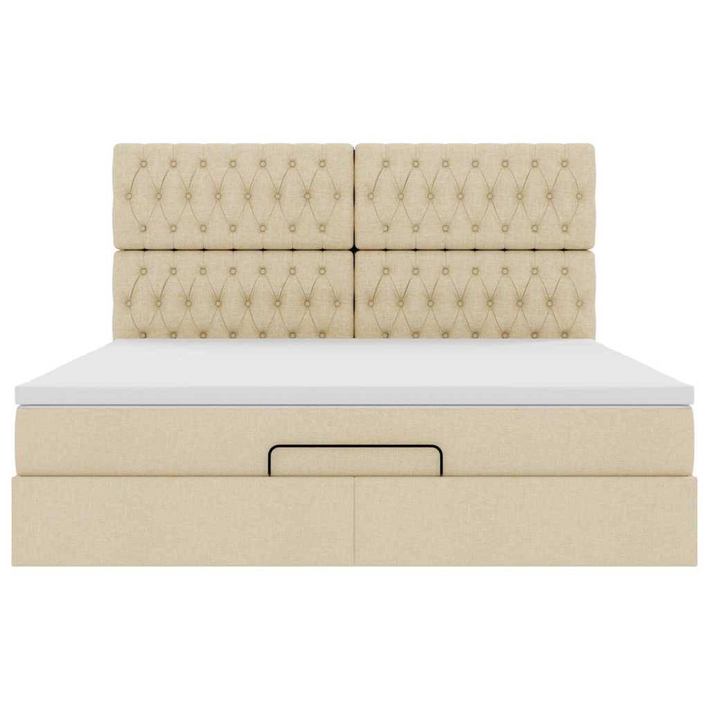 vidaXL Estructura de cama otomana con colchón tela crema 180x200cm