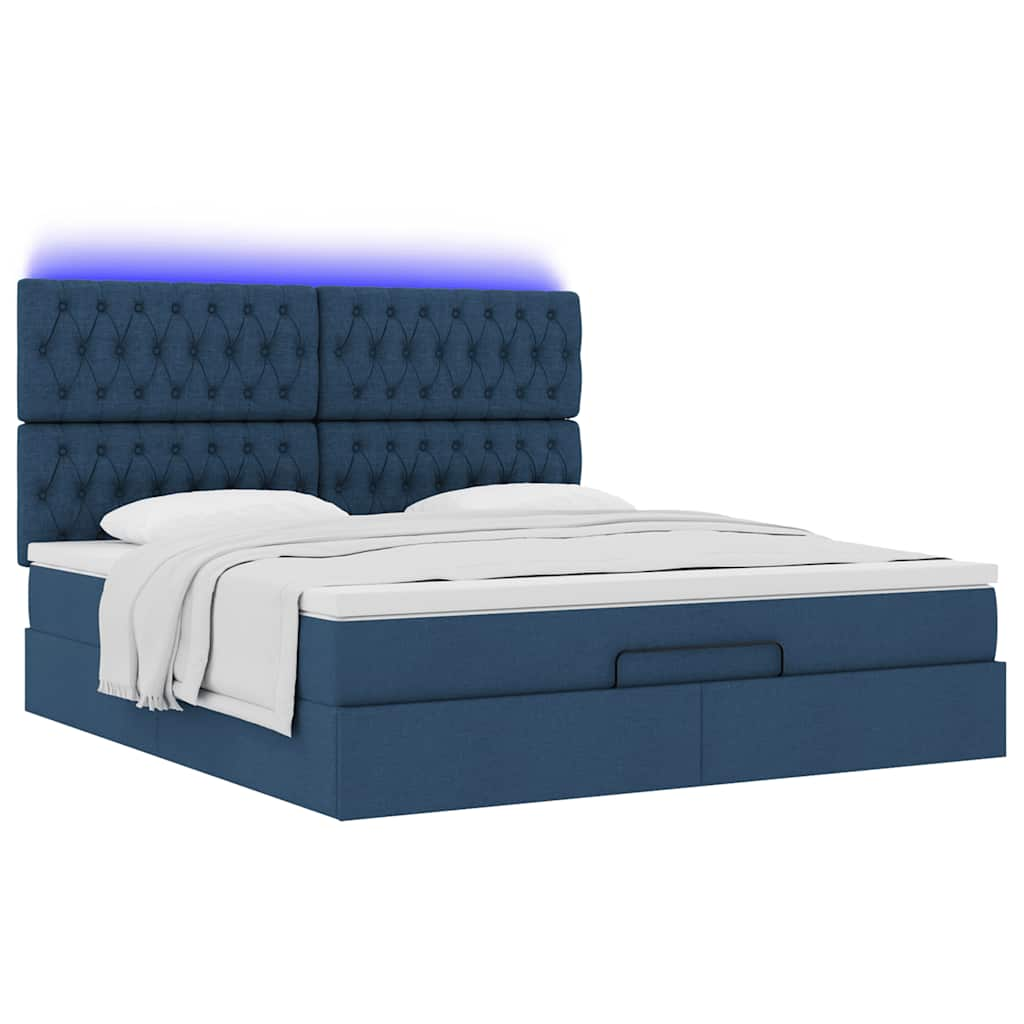 vidaXL Estructura de cama otomana con colchón tela azul 180x200cm