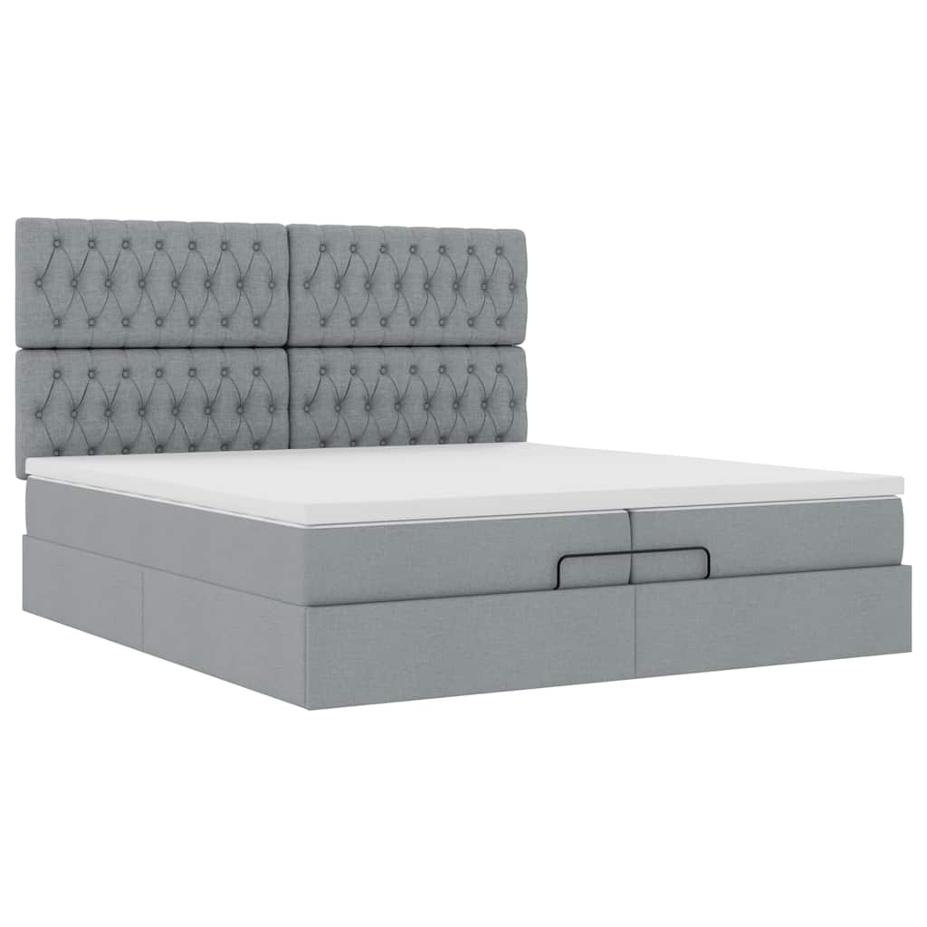 vidaXL Estructura de cama otomana colchones tela gris claro 200x200cm