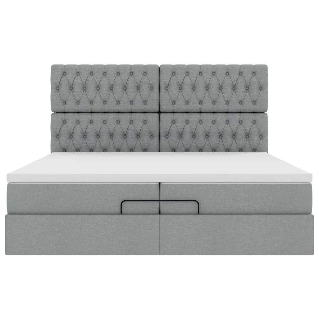 vidaXL Estructura de cama otomana colchones tela gris claro 200x200cm