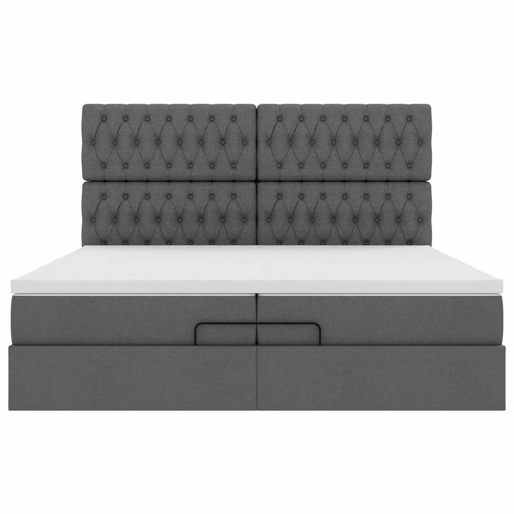 vidaXL Estructura cama otomana colchones tela gris oscuro 200x200cm