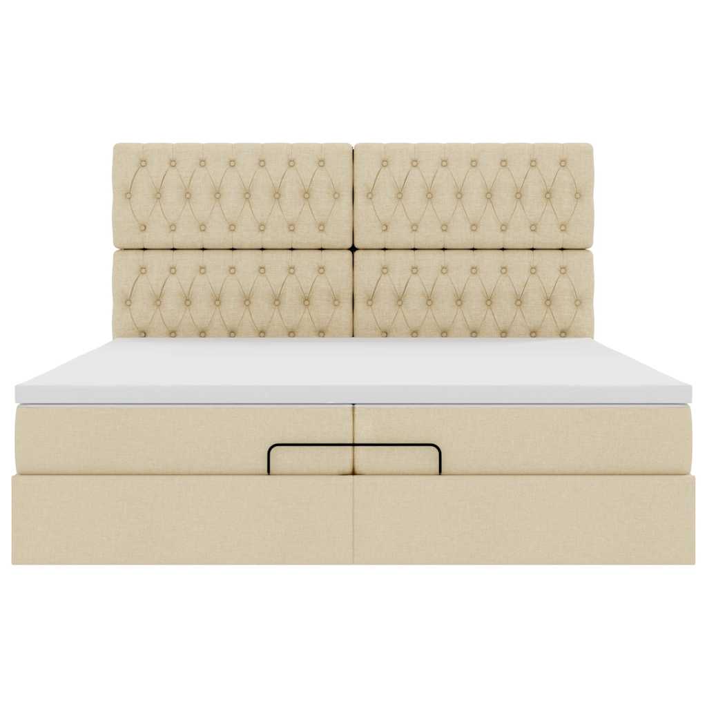 vidaXL Estructura de cama otomana con colchones tela crema 200x200cm