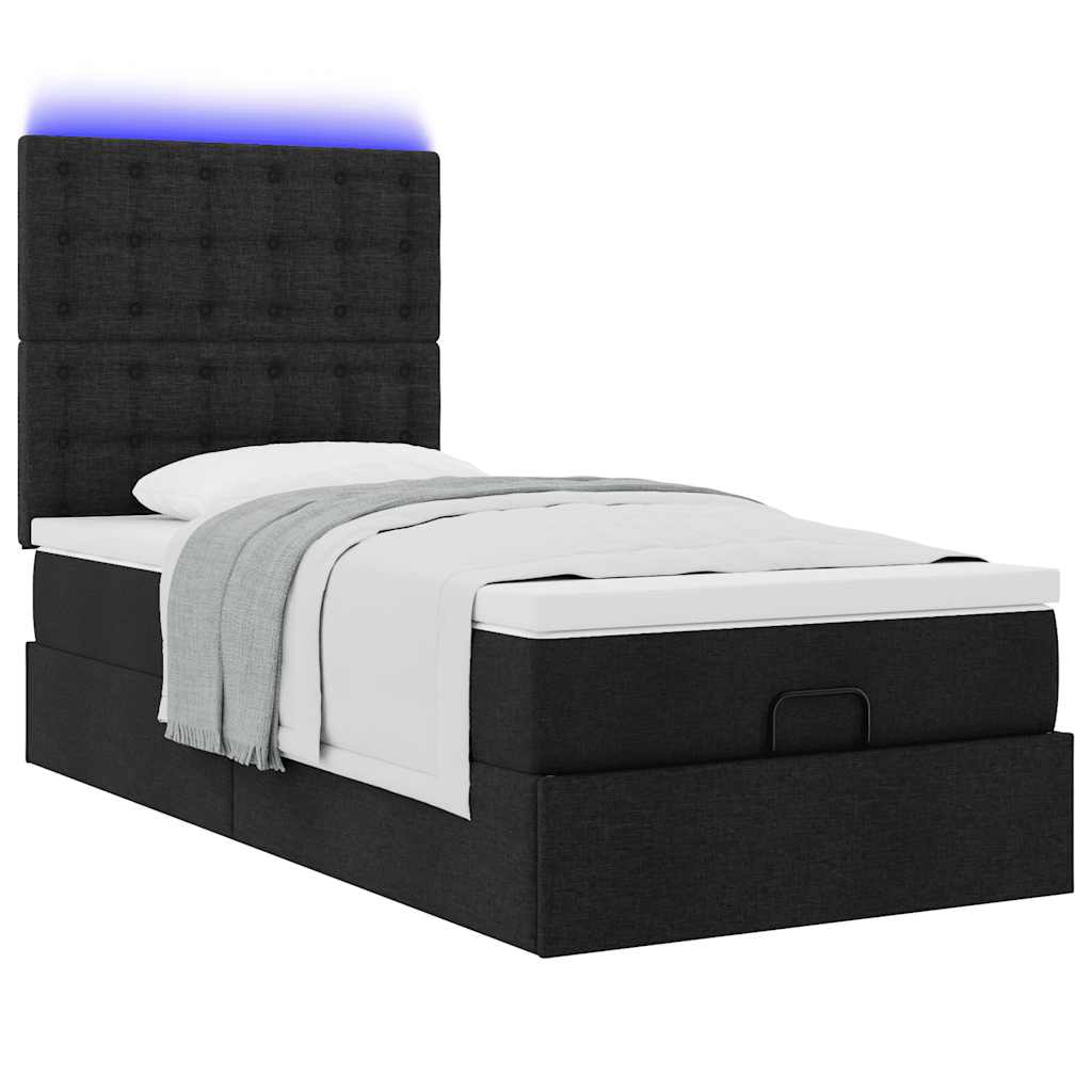 vidaXL Estructura de cama otomana con colchón tela negra 80x200cm