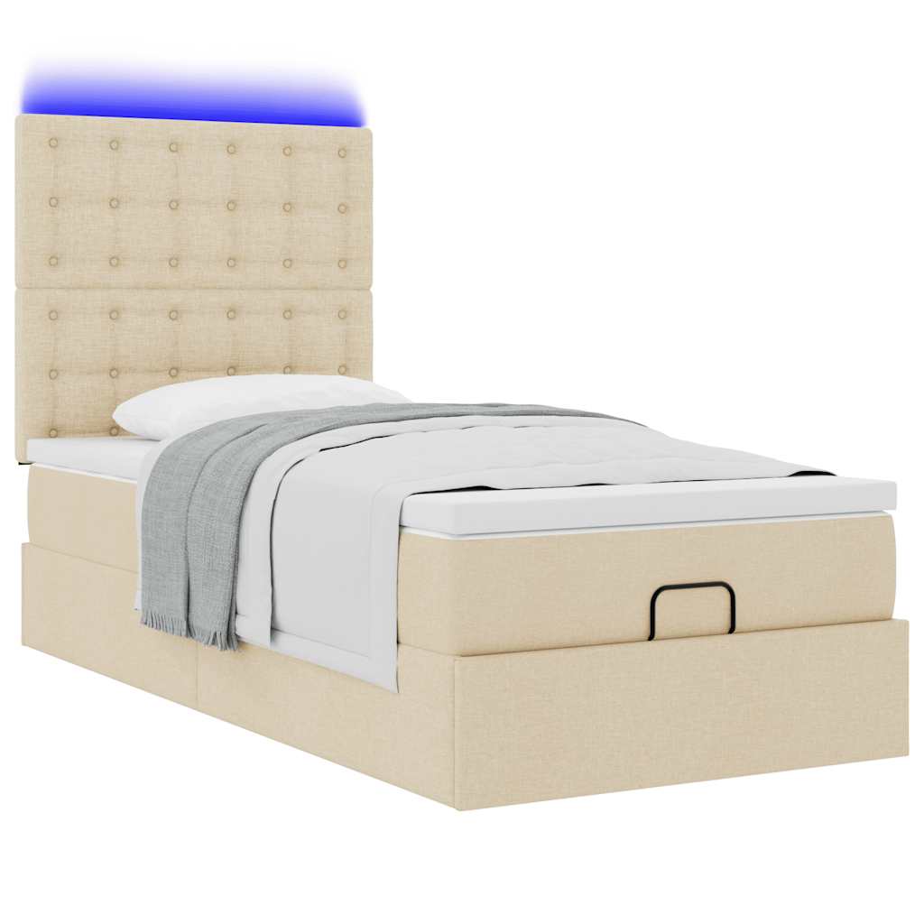 vidaXL Estructura de cama otomana con colchón tela crema 90x190cm