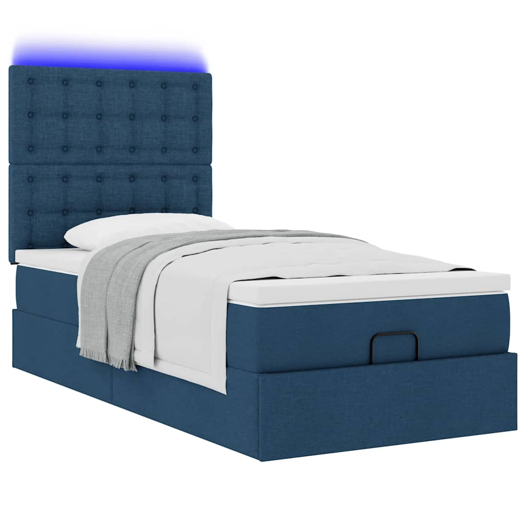 vidaXL Estructura de cama otomana con colchón tela azul 90x190 cm