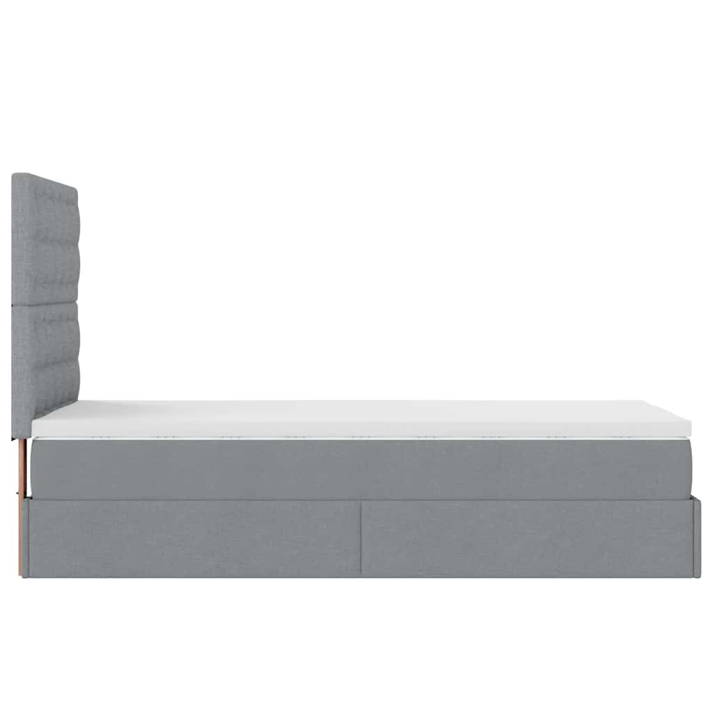 vidaXL Estructura cama otomana con colchón tela gris claro 100x200cm