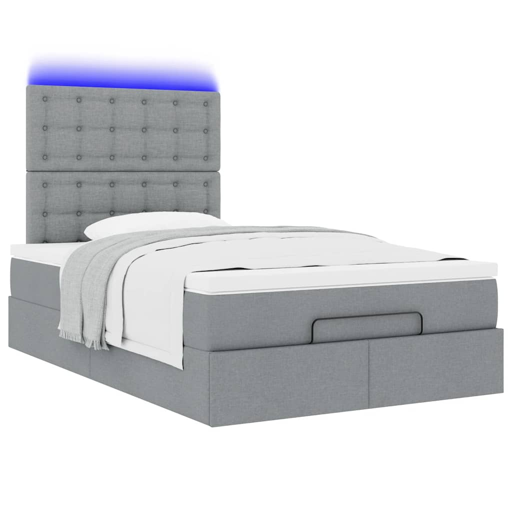 vidaXL Estructura de cama otomana colchón tela gris claro