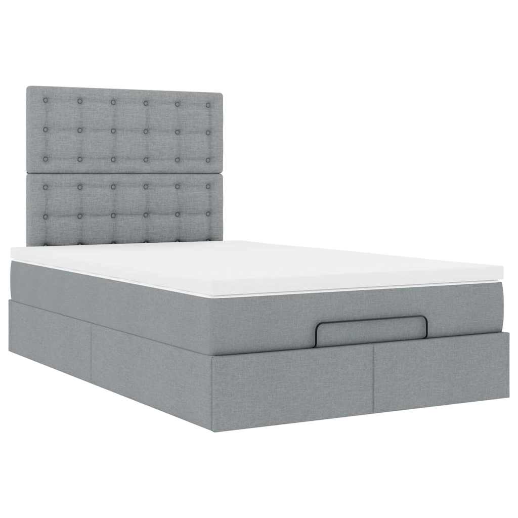 vidaXL Estructura de cama otomana colchón tela gris claro