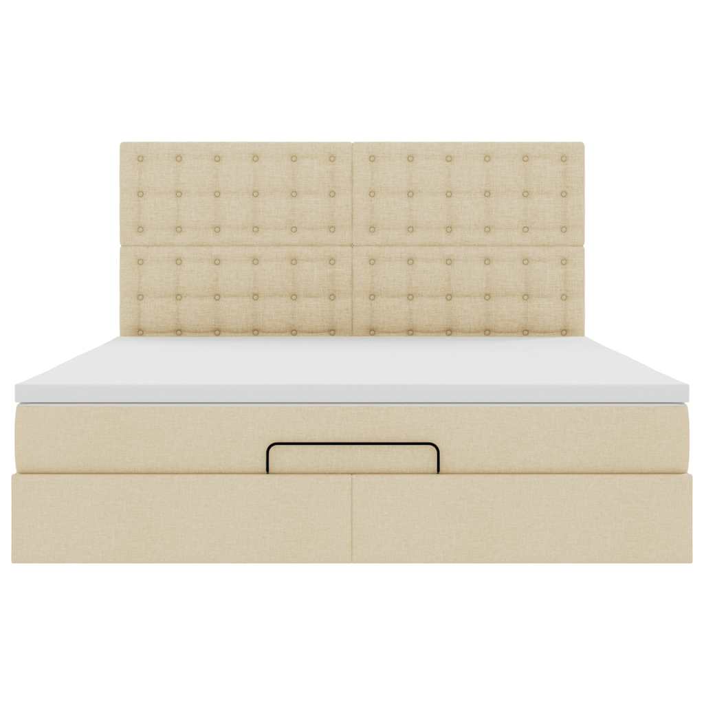 vidaXL Estructura de cama otomana con colchón tela crema 160x200cm