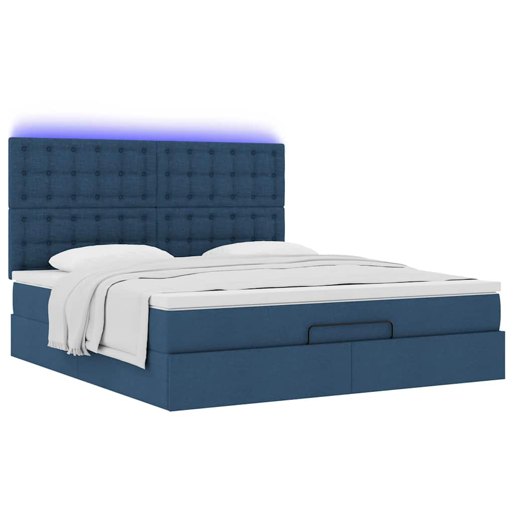 vidaXL Estructura de cama otomana con colchón tela azul 160x200 cm