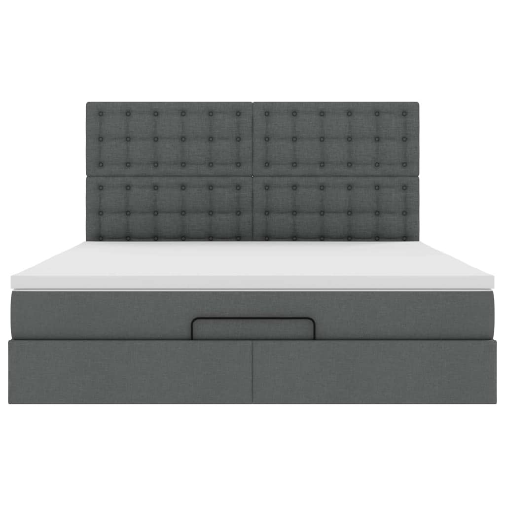 vidaXL Estructura cama otomana colchón tela gris oscuro 180x200cm